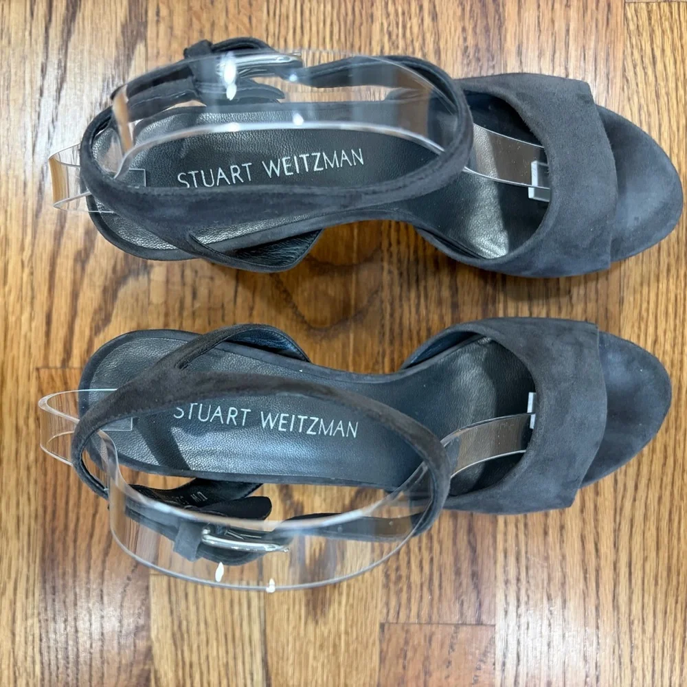 Stuart Weitzman Grey Suede Platform Sandals